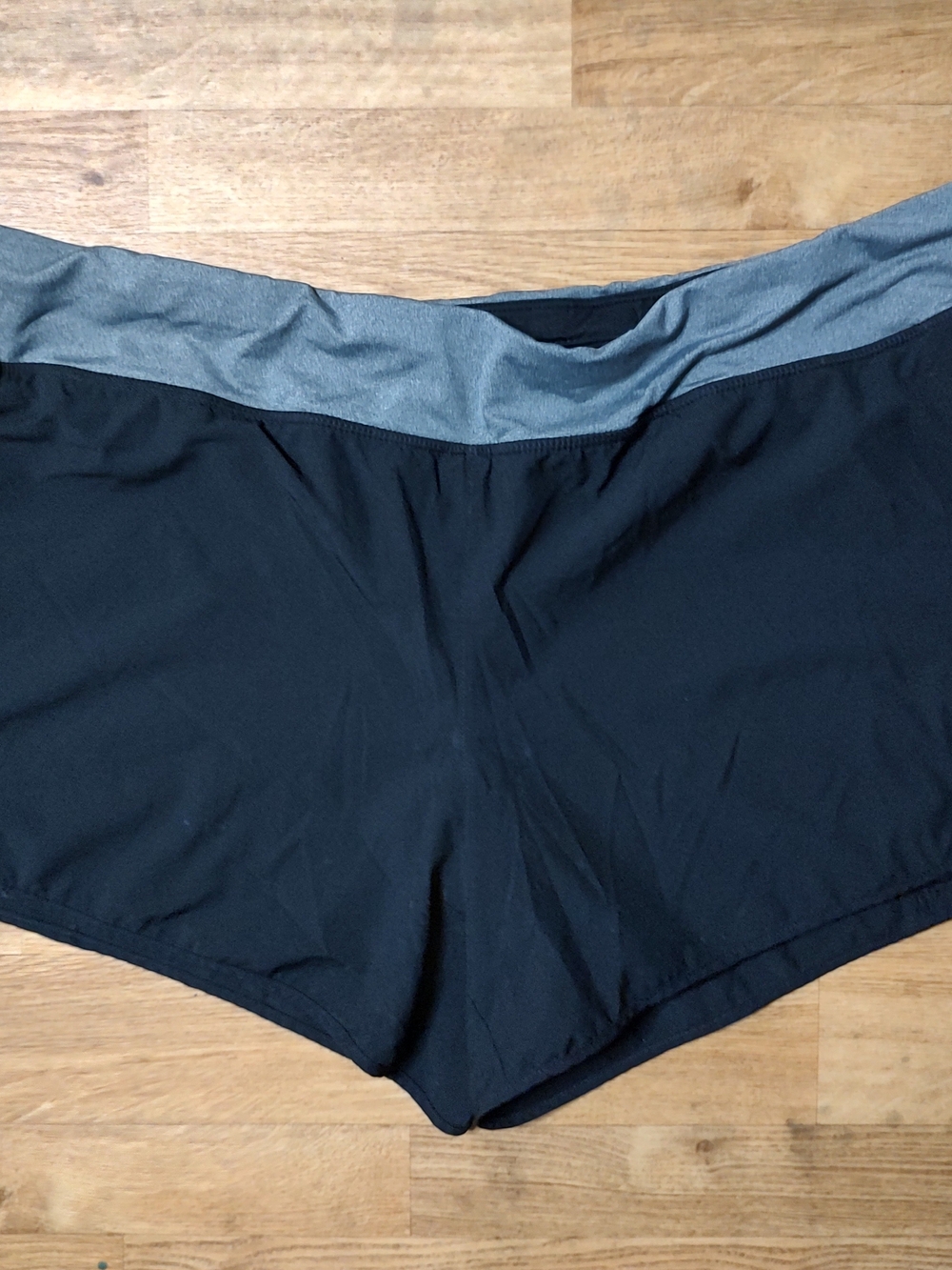 Avia Black Athletic Shorts with Gray Waistband